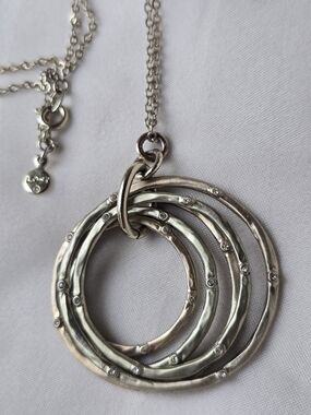 LOFT Silver Multi-Ring Crystal Accent Necklace
